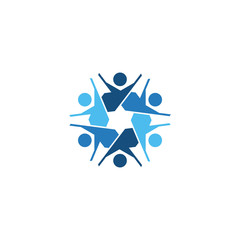 Jewish community logo template with human community simplicity illustration in flat design monogram symbol