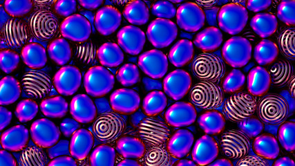 Beautiful background with beads, particles and simulation. 3d illustration, 3d rendering.