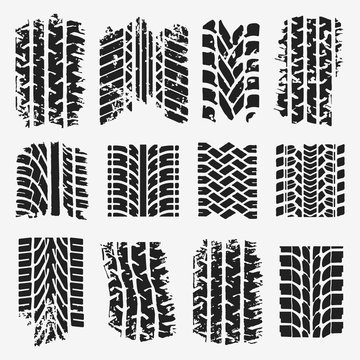 TIRE TRACK GRUNGE VECTOR SET