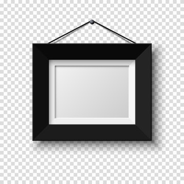 Realistic horizontal picture frame isolated on transparent background.