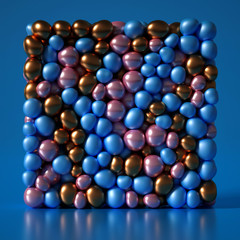 Beautiful background with beads, particles and simulation. 3d illustration, 3d rendering.