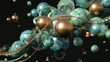 Beautiful, elegant, abstract background with metal and the texture of stone, marble and granite. 3d illustration, 3d rendering.