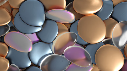 Beautiful background with beads, particles and simulation. 3d illustration, 3d rendering.