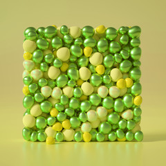 Beautiful background with beads, particles and simulation. 3d illustration, 3d rendering.