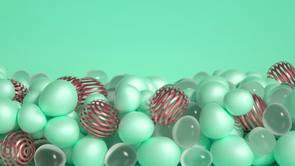 Beautiful background with beads, particles and simulation. 3d illustration, 3d rendering.