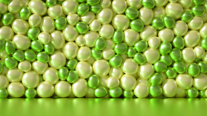 Beautiful background with beads, particles and simulation. 3d illustration, 3d rendering.