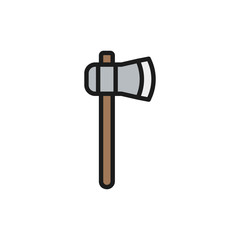 Ax, axe, hatchet flat color line icon. Isolated on white background