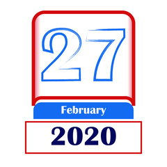27 February 2020. Vector flat daily calendar. Date, month.