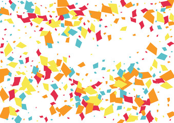 Festive color rectangle confetti background. Abstract frame confetti texture for holiday, postcard, poster, website, carnivals, birthday and children's parties. Cover confetti mock-up. Wedding card