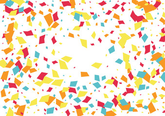 Festive color rectangle confetti background. Abstract frame confetti texture for holiday, postcard, poster, website, carnivals, birthday and children's parties. Cover confetti mock-up. Wedding card