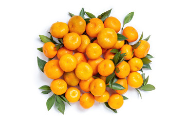Bright tangerines on a white isolated background. The concept of proper nutrition and a healthy lifestyle.
