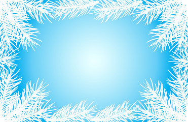 Christmas frame of silhouettes of fir tree branches. Vector illustration. Applied clipping mask.