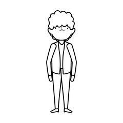 Obraz premium wedding groom man cartoon character in suit thick line