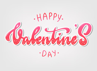 'Happy Valentine's day' cute hand lettering quote for posters, banners, greeting cards, etc