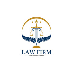 feather law firm  logo icon design template-vector