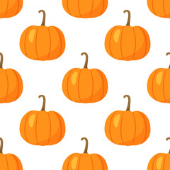 Seamless pattern with colorful pumpkins on white background