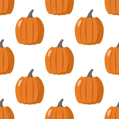 Seamless pattern with colorful pumpkins on white background