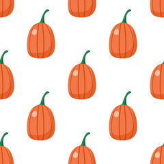 Seamless pattern with colorful pumpkins on white background