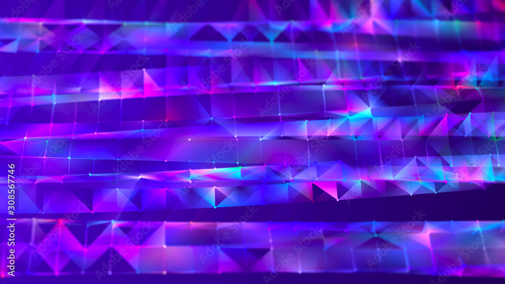 Fototapete Visualization musical sounds. Abstract technology background. Artificial intelligence. Science background. Big data visualization. 3D rendering.