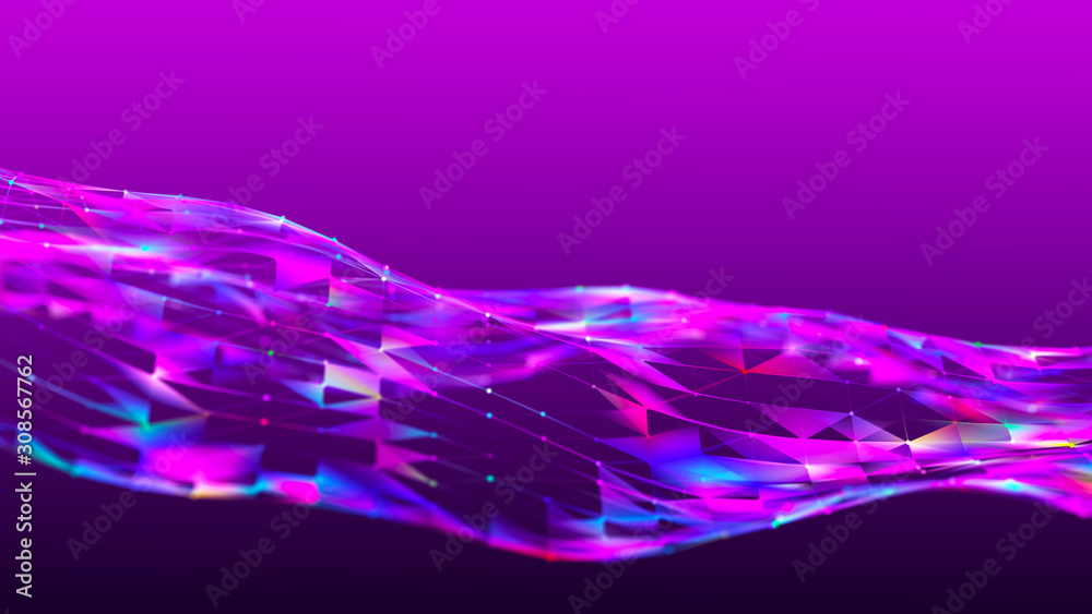Leinwandbilder Visualization musical sounds. Abstract technology background. Artificial intelligence. Science background. Big data visualization. 3D rendering.