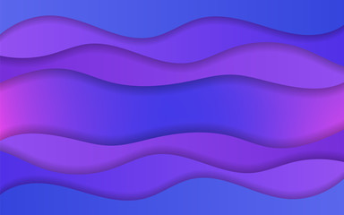 Bright natural blue and purple gradient background with abstract wavy 3d paper cut elements. Magic vibrant deep violet wallpaper with empty space in centre for cover design, header, banner