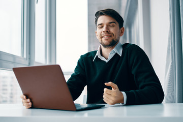 businessman working on laptop in office