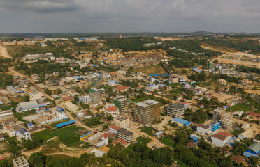 Sihanoukville city in summer Cambodia drone shot