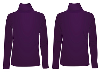 Purple high neck long sleeve t shirt. vector illustration