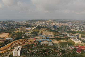Obraz premium Hotels Construction site in Sihanoukville Drone shot