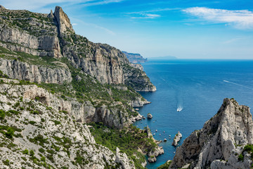 National park of Calanques captured from above