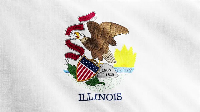 USA State Illinois flag is waving 3D rendering.