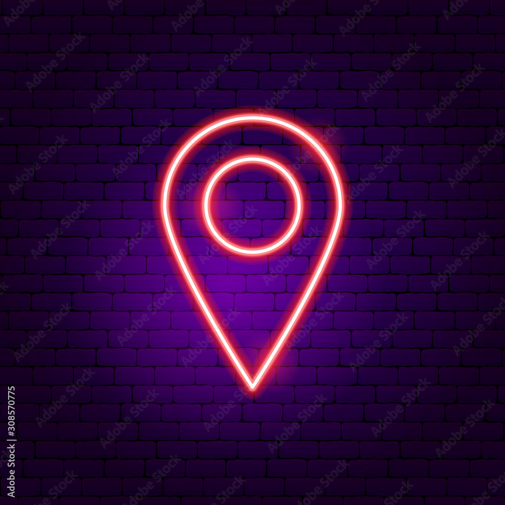 Wall mural navigation pin neon sign