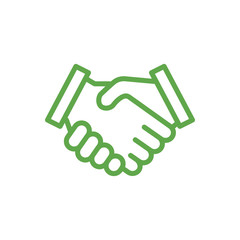 handshake line icon, partnership, deal, handshake icon isolated on green, vector illustration
