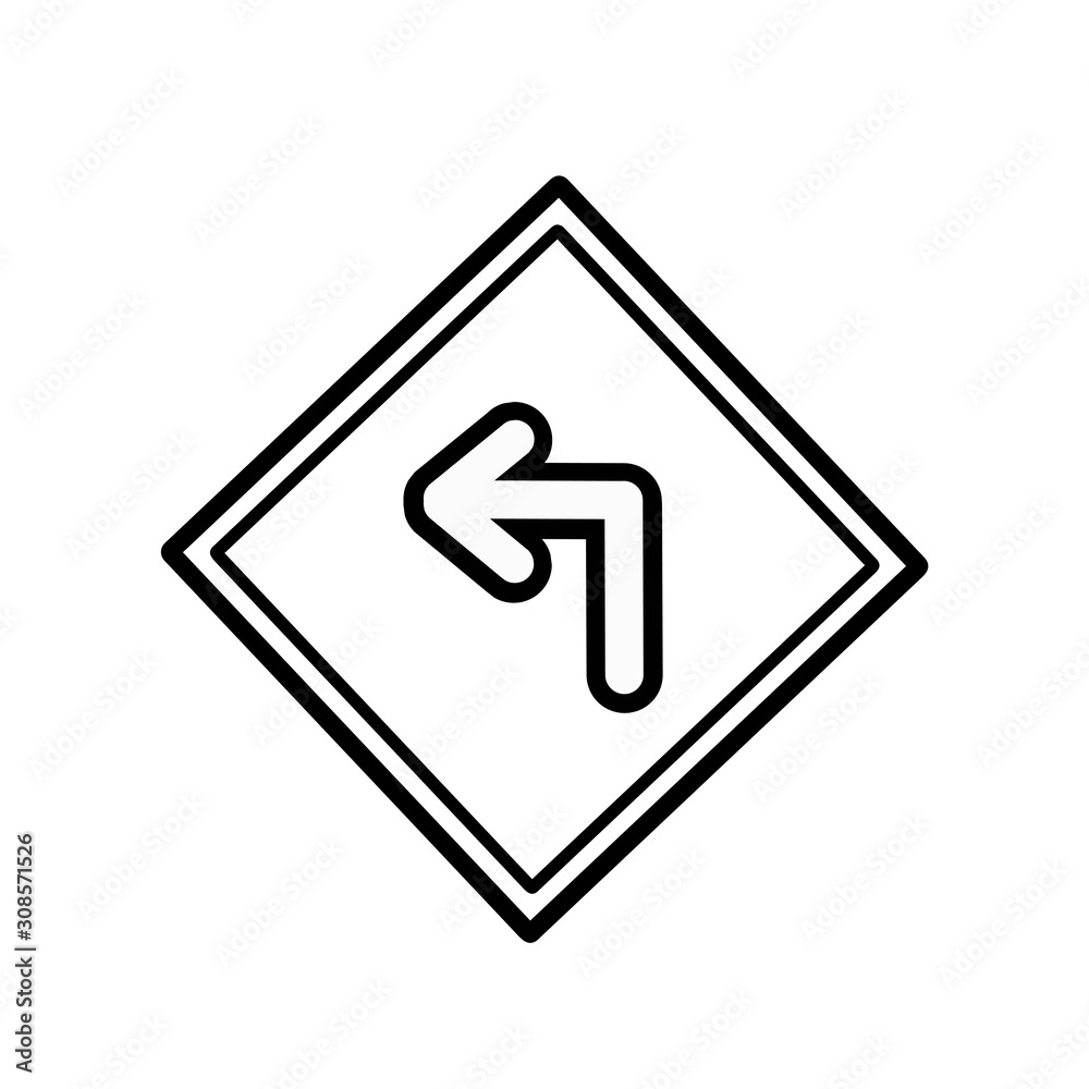Wall mural turn left icon,vector illustration. flat design style. vector turn left icon illustration isolated o