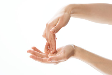 hands of a woman isolated on white background