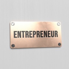 Entrepreneur identification nameplate. Job title. Door sign. 3d illustrarion