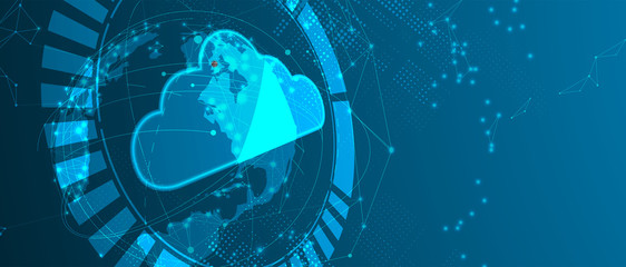 Cloud technology. Integrated digital web concept background