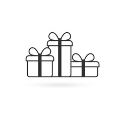 Gift vector icon set. Gift boxes, presents isolated on white. Sale, shopping concept. Collection for Birthday, Christmas, Easter Valentines day Holidays. Linear flat design sign