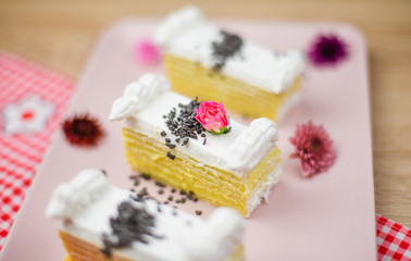 Rozen Cake, traditional pink cake with white chocolate