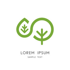 Tree leaf logo - green plant and sprout symbol. Vegetative reproduction, ecology and environment vector icon.