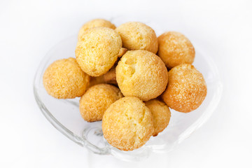 ball shaped cookies on a white background