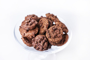 chocolate chip cookies on a white plate