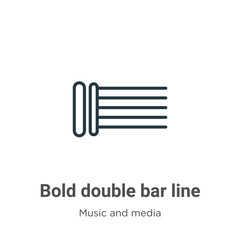 Bold double bar line outline vector icon. Thin line black bold double bar line icon, flat vector simple element illustration from editable music and media concept isolated on white background