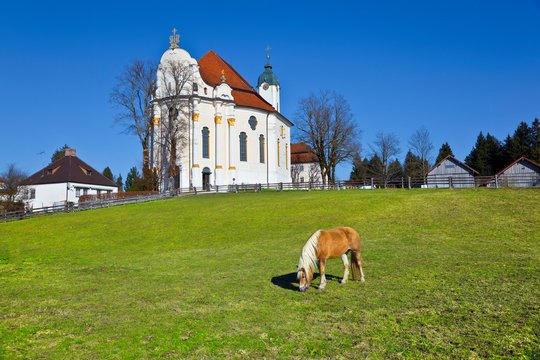 Famous "Wieskirche" in Bavaria, Germany. UNESCO World Heritage Site.