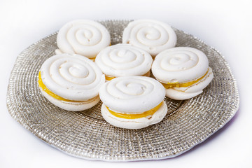 white marshmallows with yellow jam