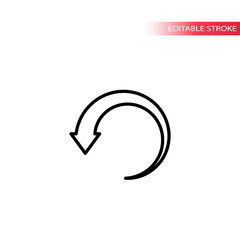 Circle arrow thin line vector icon. Black outline, editable stroke.