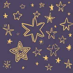 Obraz premium Star doodles collection. Set of hand drawn stars. Sketch illustrations,