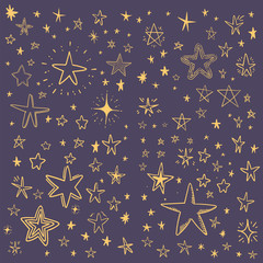 Star doodles collection. Set of hand drawn stars. Sketch illustrations,