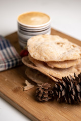 homemade Christmas fritters with coffee
