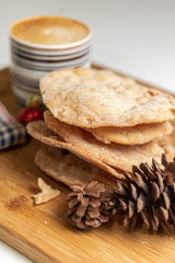 homemade Christmas fritters with coffee